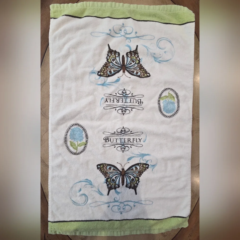 3pc Bees and Butterflies Hand Towels 100% Cotton